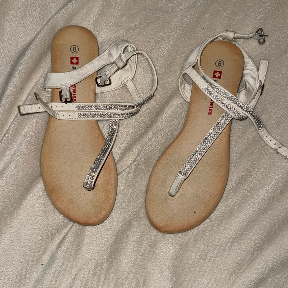 Sparkly white sandals